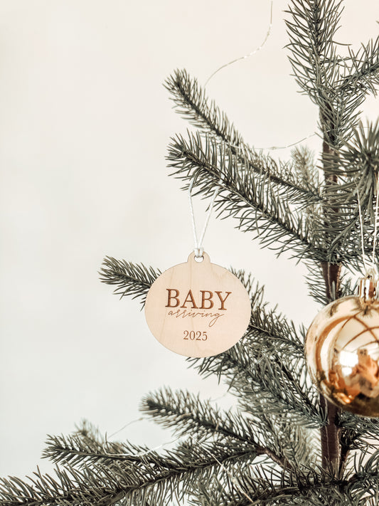 Baby Arriving 2025 Ornament